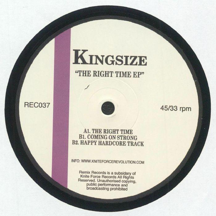 KINGSIZE - The Right Time EP vinyl sleeve