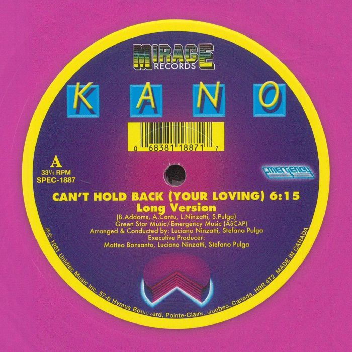KANO - Can't Hold Back (You're Loving) (reissue) vinyl sleeve