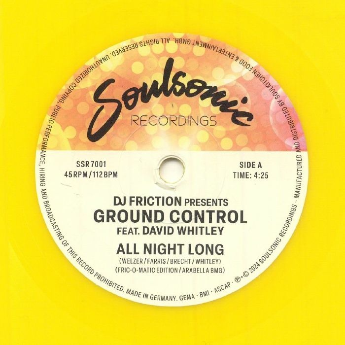 DJ FRICTION presents GROUND CONTROL - All Night Long vinyl sleeve