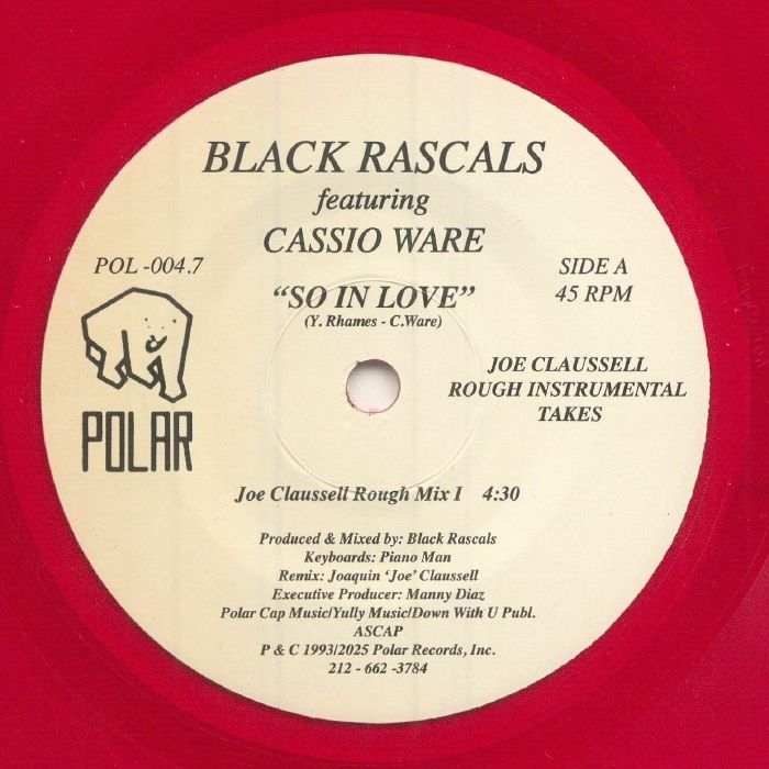 BLACK RASCALS feat CASSIO WARE - So In Love (remixes) vinyl sleeve
