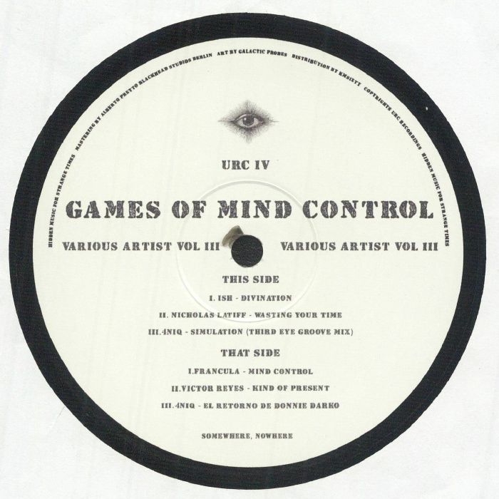 ISH/NICHOLAS LATIFF/4NIQ/FRANCULA/VICTOR REYES - Games Of Mind Control vinyl sleeve