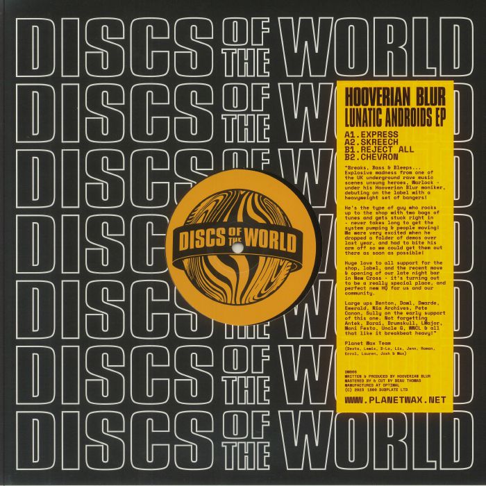 HOOVERIAN BLUR - Lunatic Androids EP vinyl sleeve