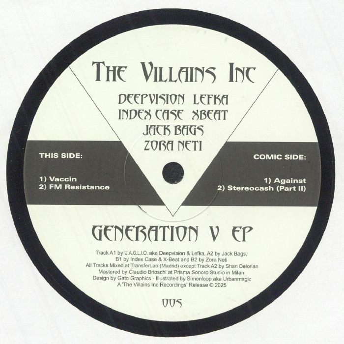UGUAGLIO/JACK BAGS/INDEXCASE/X BEAT/ZORA NETI - Generation V EP vinyl sleeve