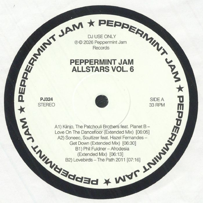 KIINJO/THE PATCHOULI BROTHERS/SONEEC/SOULTIZER/PHIL FULDNER/LOVEBIRDS - Peppermint Jam Allstars Vol 6 vinyl sleeve