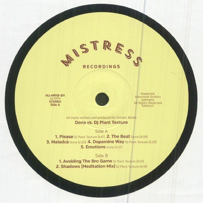 DONA/DJ PLANT TEXTURE - Mistress 18 vinyl sleeve
