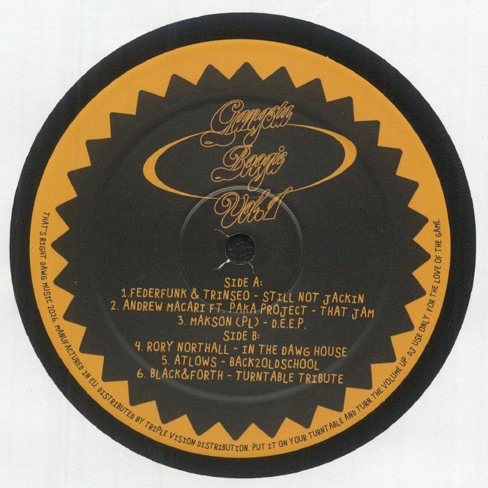 FEDERFUNK/TRINSEO/ANDREW MACARI/MAKSON/RORY NORTHALL/ATLOWS/BLACK&FORTH - Gangsta Boogie Vol 1 vinyl sleeve