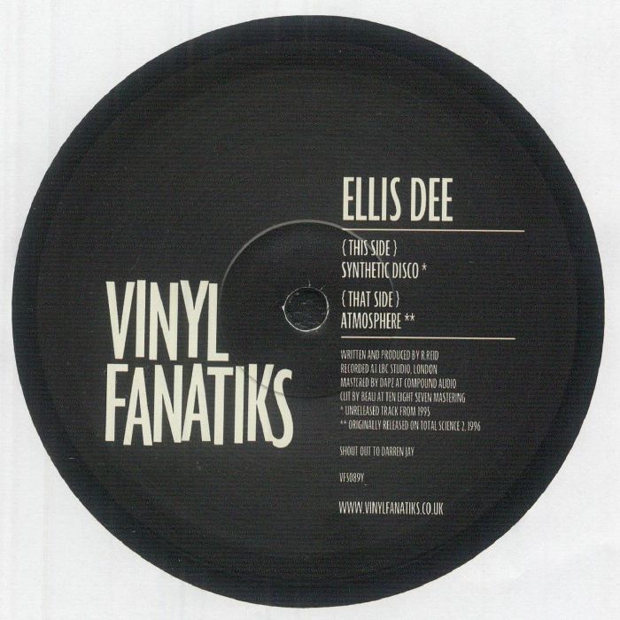 DEE, Ellis - Synthetic Disco (reissue) vinyl sleeve