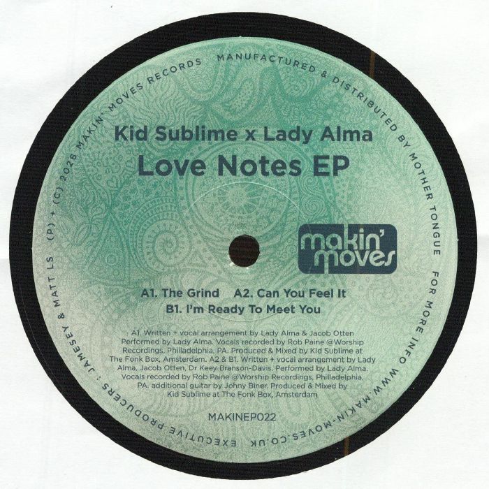 KID SUBLIME/LADY ALMA - Love Notes EP vinyl sleeve