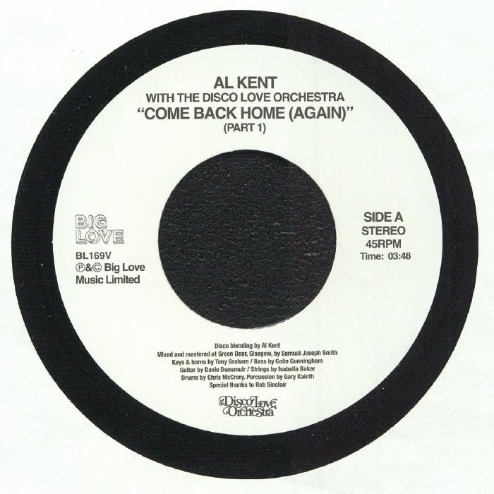 AI KENT with THE DISCO LOVE ORCHESTRA - Come Back Home (Again) vinyl sleeve