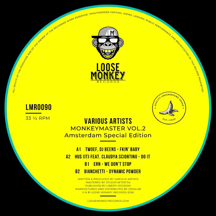 TWOEF/DJ BEENS/HUS (IT)/ERN/BIANCHETTI - Monkeymaster Vol 2 (Amsterdam Special Edition) vinyl sleeve