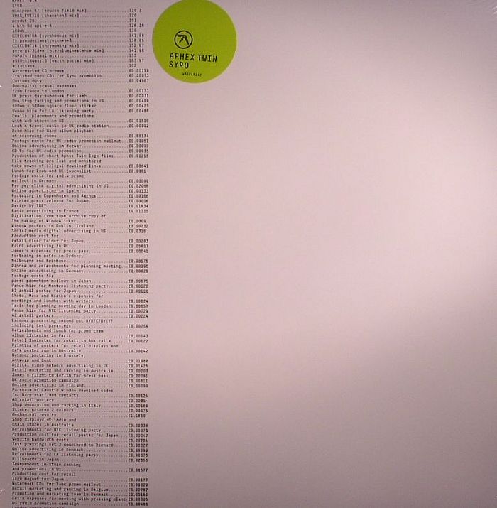APHEX TWIN - Syro vinyl sleeve