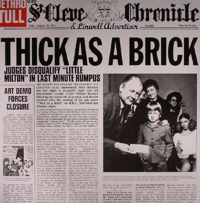 JETHRO TULL - Thick As A Brick vinyl sleeve