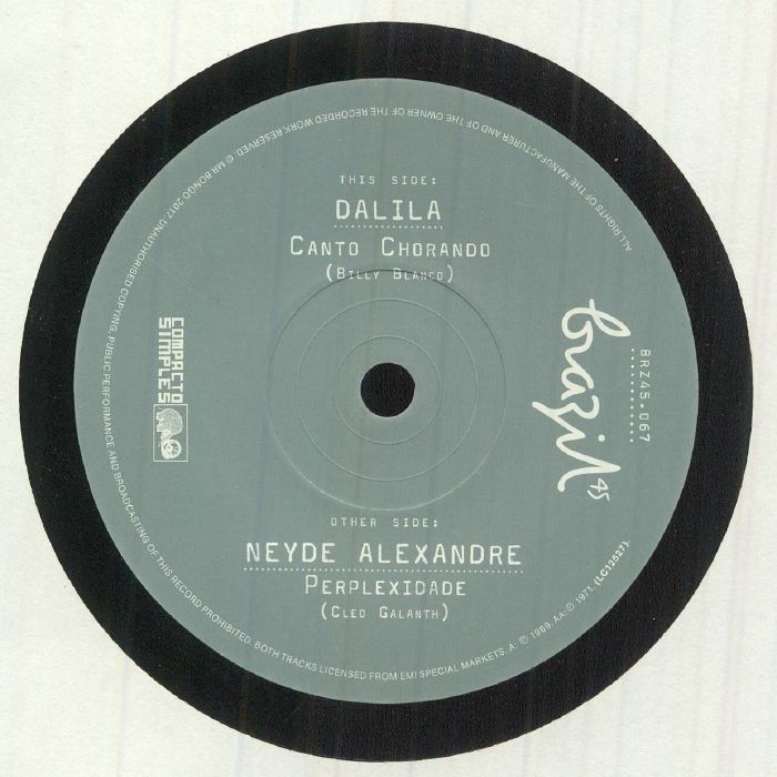 Neyde Alexandre / Dalila - Perplexidade / Canto Chorando vinyl sleeve