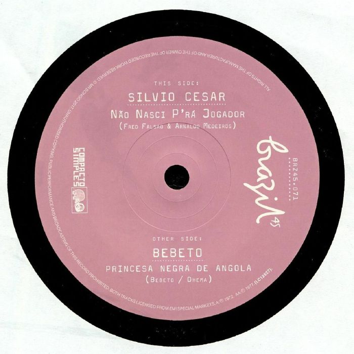 Silvio Cesar / Bebeto - Nao Nasci Pra Jogador / Princesa Negra de Angola vinyl sleeve