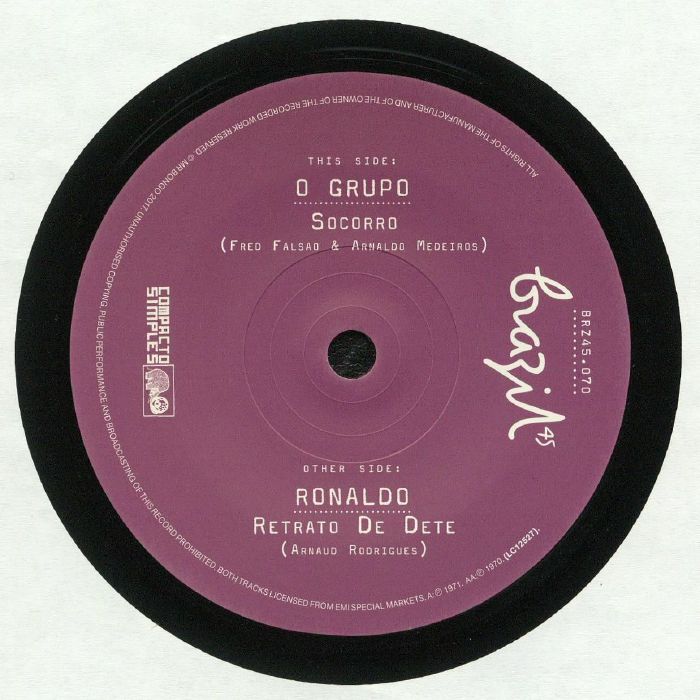 O Grupo / Ronaldo - Socorro / Retrato De Dete vinyl sleeve