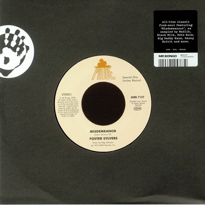 Foster Sylvers - Misdemeanor / When I'm Near You vinyl sleeve