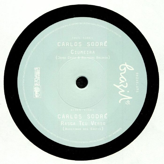Carlos Sodré - Ciumeira / Rasga Teu Verso vinyl sleeve