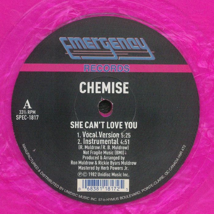 CHEMISE - She Can't Love You vinyl sleeve
