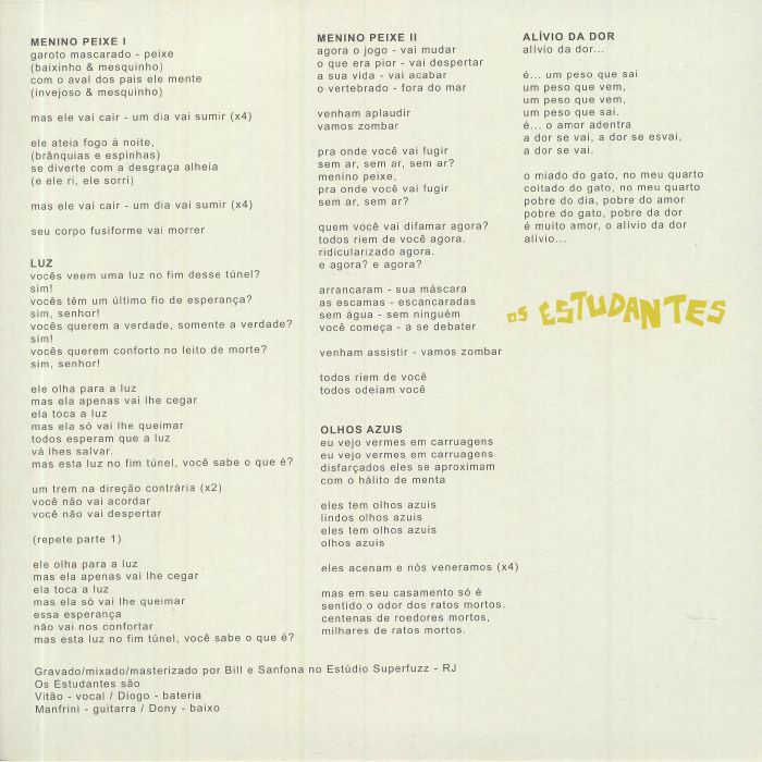 OS ESTUDANTES/MERDA - Os Estudantes/Merda vinyl sleeve