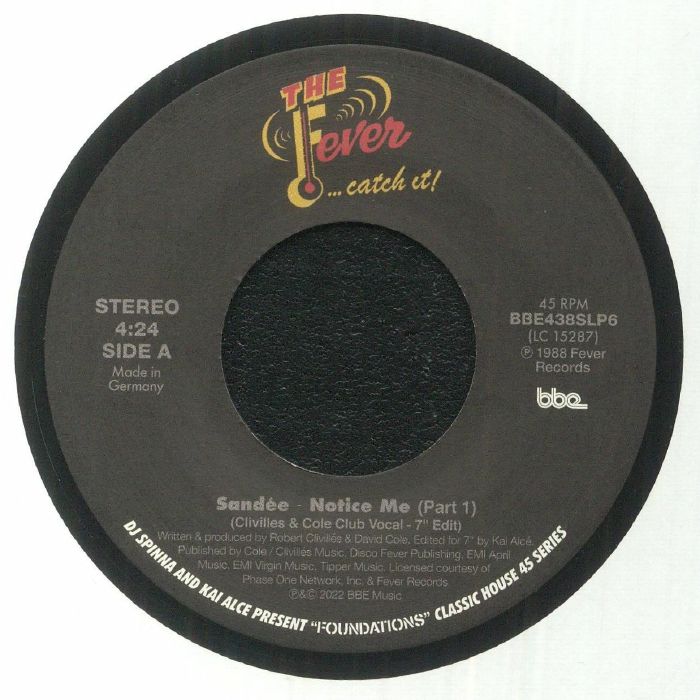 SANDEE - DJ Spinna & Kai Alce Present Foundations Classic House 45 Series vinyl sleeve